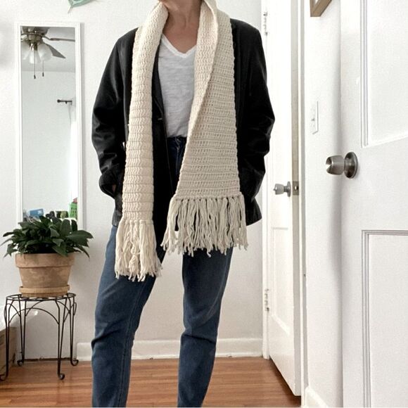 Handmade Crochet 60” 
Scarf neutral Cream Earthy Granola Girl‎ - Picture 9 of 12